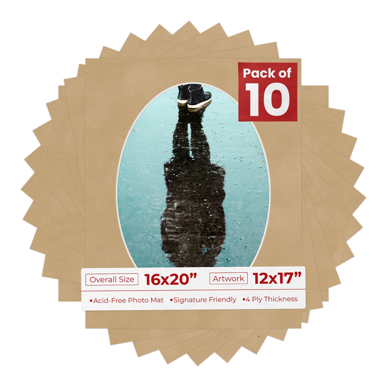 Beige Suede Mat Board for 16x20 Frames - Oval Opening for 12x17 Photos